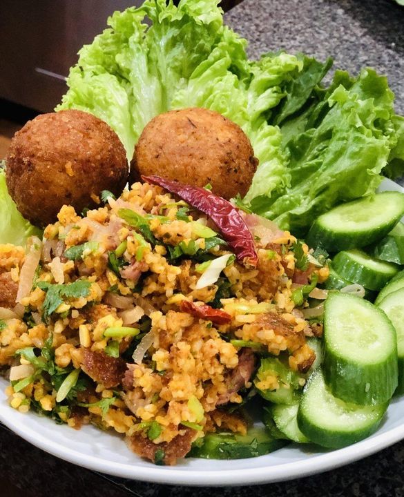 Mekatos Eatery signature dishes Nam KhaoDesiree's Plate with BrisketGordo Hot Dog